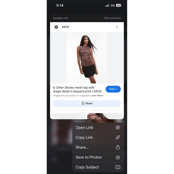 & Other Stories Mesh Leopard Print Drape Detail Sleeveless Top Women M - Picture 4 of 7